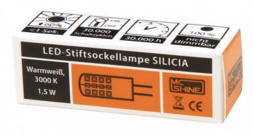 Preview: LED-Stiftsockellampe McShine Silicia, G4, 1,5W, 120lm, warmweiß, 10er-Pack