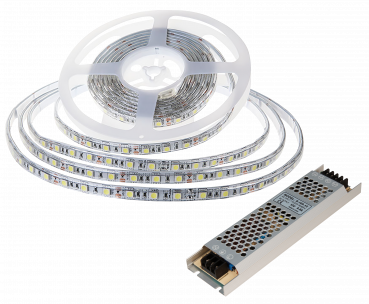 LED-Stripe SET, 60LED/m, 1000lm/m, 10,8W/m, warmweiß, 5m Rolle, 100W Trafo