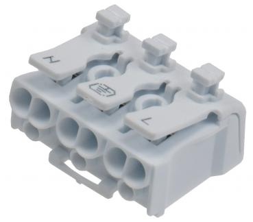 Preview: Lüsterklemme, 3-polig mit Hebel 0,75-2,5mm², max. 16A