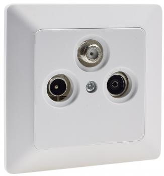 Preview: MILOS Antennendose TV+Radio+Sat inkl. Rahmen, UP, weiß matt