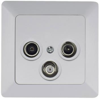 Preview: MILOS Antennendose TV+Radio+Sat inkl. Rahmen, UP, weiß matt