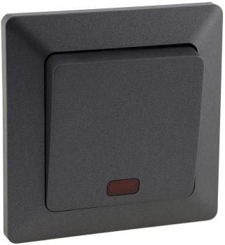 MILOS Kontroll-Schalter mit Lämpchen 250V~/ 10A, inkl. Rahmen, UP, Anthrazit