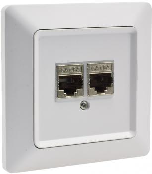 Preview: MILOS Netzwerk-Dose 2x CAT6 inkl. Rahmen, UP, matt weiß