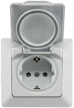 MILOS Schutzkontakt-Steckdose IP44 250V~/ 16A, inkl. Rahmen, UP, weiß matt