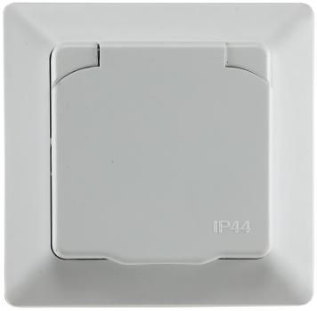 Preview: MILOS Schutzkontakt-Steckdose IP44 250V~/ 16A, inkl. Rahmen, UP, weiß matt