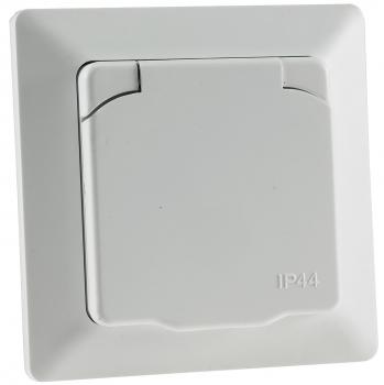Preview: MILOS Schutzkontakt-Steckdose IP44 250V~/ 16A, inkl. Rahmen, UP, weiß matt