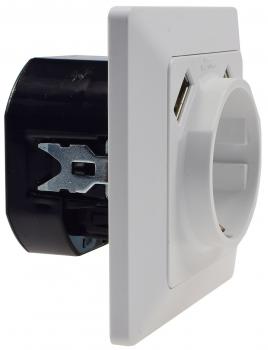Preview: MILOS Schutzkontakt-Steckdose, weiß matt 250V~/ 16A, UP, 2x USB Buchse je 5V/1A