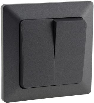 MILOS Serien-Schalter 2-fach, Anthrazit 250V~/ 10A, inkl. Rahmen, UP
