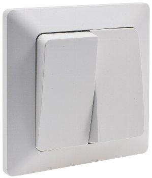 MILOS Serien-Schalter 2-fach weiß matt 250V~/ 10A, inkl. Rahmen, UP