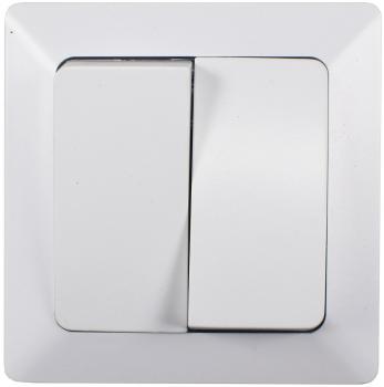 Preview: MILOS Serien-Schalter 2-fach weiß matt 250V~/ 10A, inkl. Rahmen, UP
