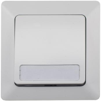 Preview: MILOS Taster mit Namensschild, weiß matt 0-250V~/ 10A, inkl. Rahmen, UP