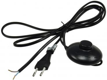 Preview: Netzkabel mit Fußschalter blanke Enden, 2m lang, schwarz