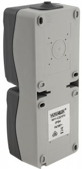 Preview: NUQUI Feuchtraum Doppel-Steckdose verti. IP54, Aufputz, 250V / 16A