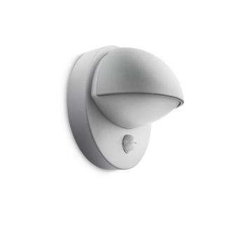 Preview: Philips LED-Wandleuchte June grau mit Bewegungsmelder, 1x42 Watt, 230 V