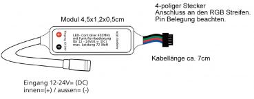 Preview: RGB LED-Stripe Controller Funk Funk-Fernbedienung, 12-24V, max. 72Watt