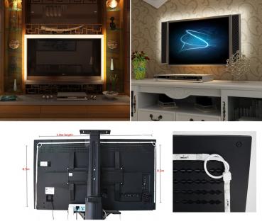 Preview: RGB Stripe TV-Hintergrundbeleuchtungsset USB, 4x 50cm, Verbinder & Fernbedien