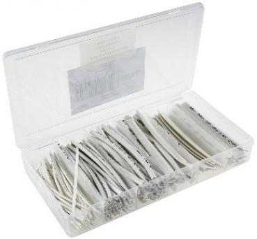 Schrumpfschlauch-Sortiment, 100-teilig in praktischer Box, weiß