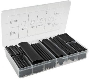 Schrumpfschlauch-Sortiment, 142-teilig Plastikbox, klebend, Ratio 3:1, schwarz