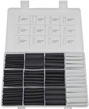 Preview: Schrumpfschlauch-Sortiment, 300-teilig Plastikbox, klebend, Ratio 3:1, schw+wei
