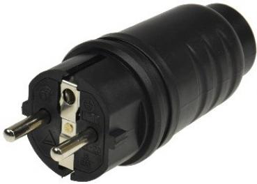 Schutzkontakt-Gummistecker für Außen 250V/16A, IP44