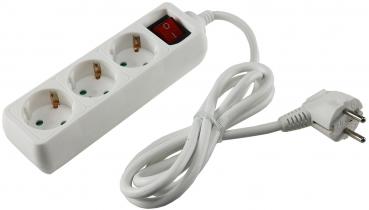 Preview: Schutzkontakt-Steckdosenleiste 3-fach 3600W, 1,4mKabel, mit Schalter, weiß
