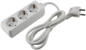 Preview: Schutzkontakt-Steckdosenleiste 3-fach 3600W, 1,4mKabel, weiß