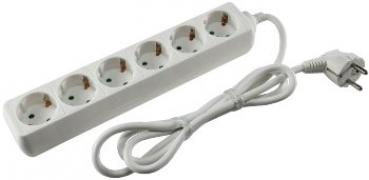 Schutzkontakt-Steckdosenleiste 6-fach 3600W, 1,4mKabel, weiß