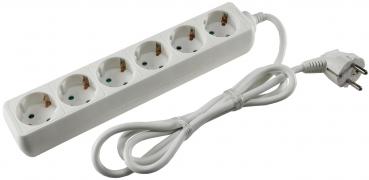 Preview: Schutzkontakt-Steckdosenleiste 6-fach 3600W, 1,4mKabel, weiß