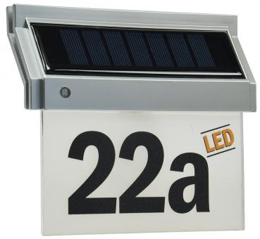 Preview: Solar Hausnummernleuchte mit LED 18x16x5cm, incl. Zahlen-/Buchstabensatz
