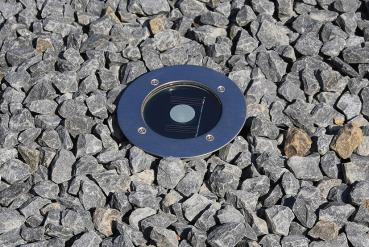 Preview: Solar LED Bodenstrahler "CTB-R", rund ØxH 10x4cm, IP44, Edelstahl-Front