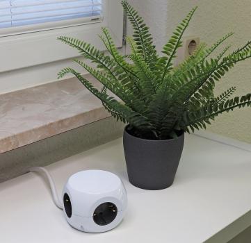 Preview: Steckdosen-Kubus 3x Schutzk + 3x USB 1,4m Zuleitung, Ein-/Aus-Schalter