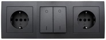 Steckdosenblock McPower "Flair" anthrazit, 2-fach Schutzkontakt + Schalter