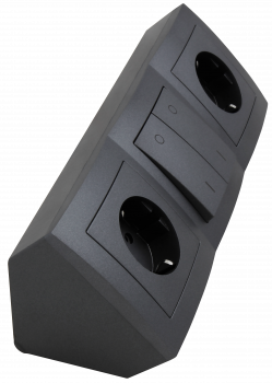 Preview: Steckdosenblock McPower "Flair" anthrazit, 2-fach Schutzkontakt + Schalter