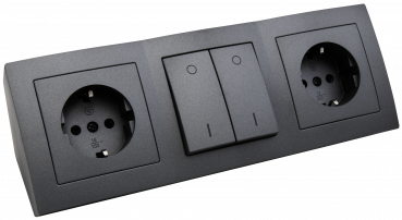 Preview: Steckdosenblock McPower "Flair" anthrazit, 2-fach Schutzkontakt + Schalter