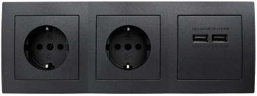 Preview: Steckdosenblock McPower "Flair" anthrazit, 2-fach Schutzkontakt + 2x USB