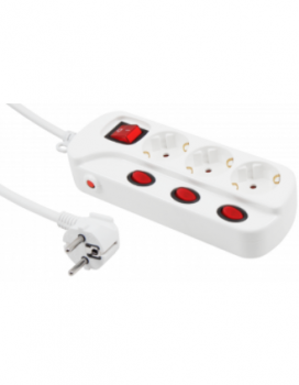 Steckdosenleiste McPower, 3-fach mit Einzelschaltung, 1,5m Zuleitung
