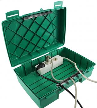 Preview: Wetterfeste Garten-Kabelbox, IP55 verschließbar, 35x24x12cm, grün