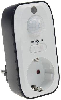 Zwischenstecker mit Bewegungsmelder 100°, 8m Reichweite , 230V/1200W, s/w