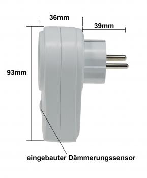 Preview: Zwischenstecker mit Dämmerungssensor 230V, mit Kindersicherung, max. 280W