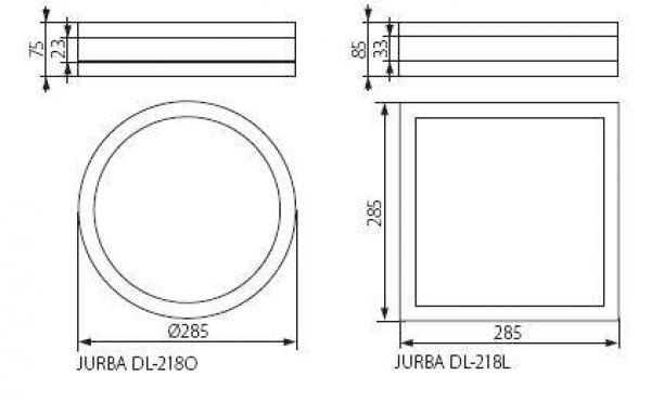 Deckenaufbauleuchte mit 2 x E27 Sockel IP44 Quadratisch