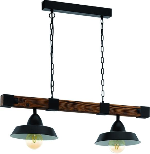 EGLO Pendelleuchte OLDBURY Stahl/Holz 2xE27