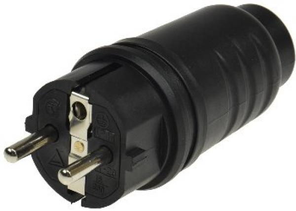 Schutzkontakt-Gummistecker für Außen 250V/16A, IP44